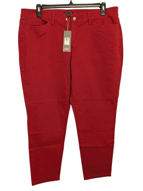 Eileen Fisher Denim - Eileen Fisher Organic Cotton Red Slim Ankle Jeans Sz 18 Eco-Friendly Stretch